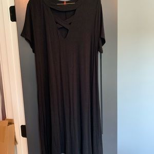 Black, v-neck cut dress